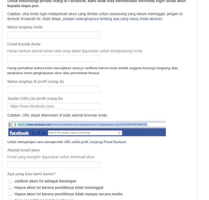cara menghapus akun facebook yang lupa password dan email kata sandi tidak aktif